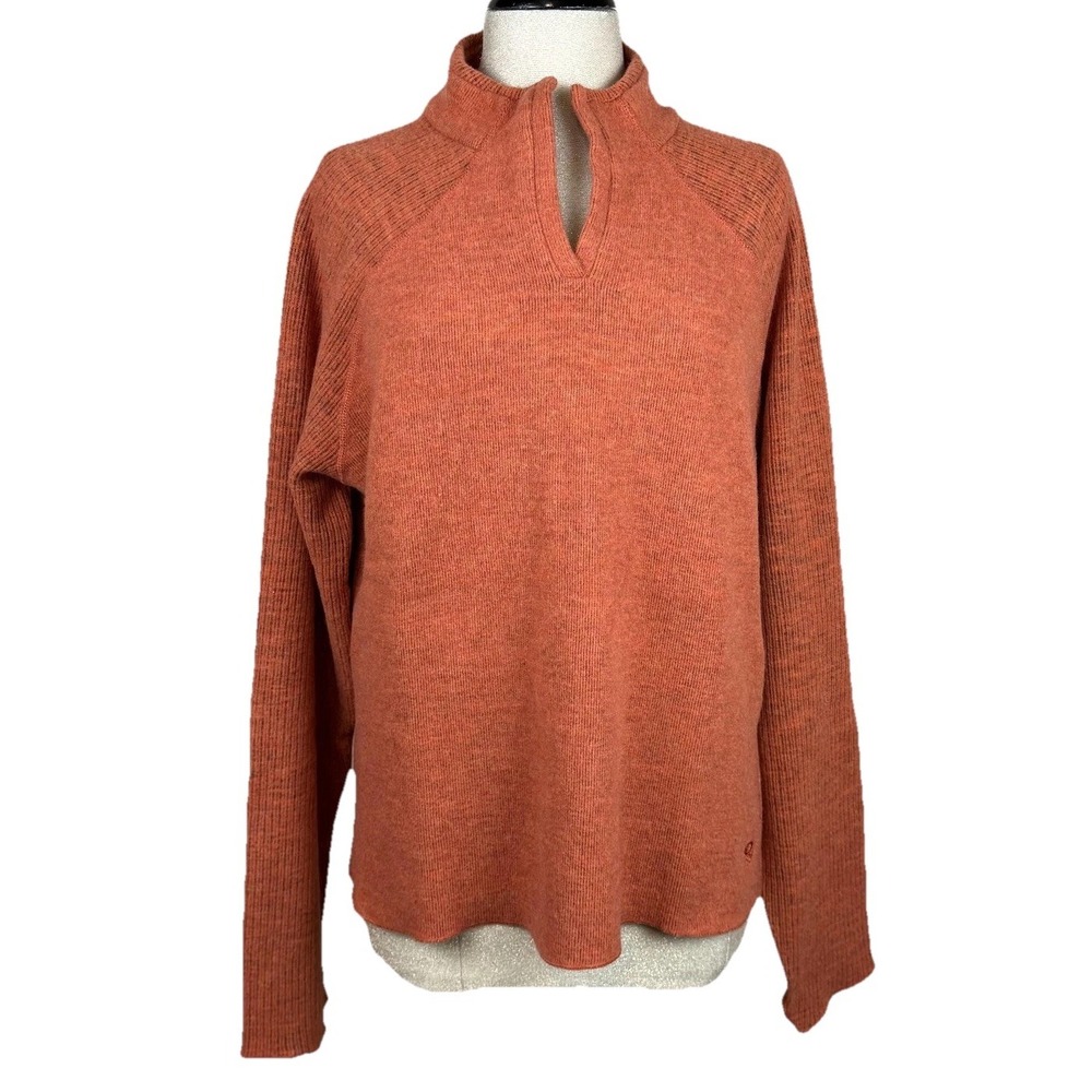 Mountain Hardwear Sweater Womens XL Orange Wool Blend‎ V Neck Raglan Pullover